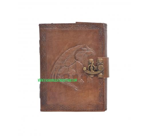 Handmade Antique Design Dragon Embossed Leather Journal Notebook Charcoal Color Journals Notebook & Sketchbook